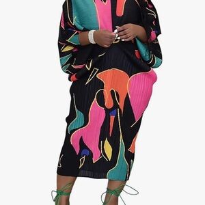 Ruched Dress for Women Sexy Long Sleeve Batwing Maxi Pencil Club Dresses